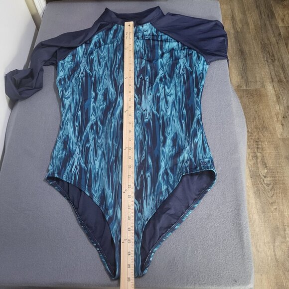 All in Motion Womens XL Long Sleeve Mock Neck One Piece Zip Swimsuit Rashguard - Picture 7 of 10